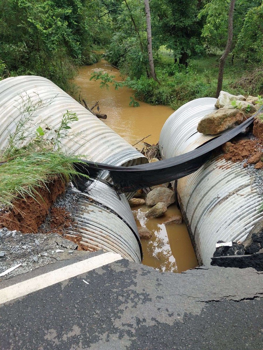 SLNSStateLine's tweet photo. @NWSGSP Damage again along Shoal Creek Church Rd (same area redamaged from Helene) reported by ULCS employee, DOT has road closed. https://t.co/2gBIjvswwY