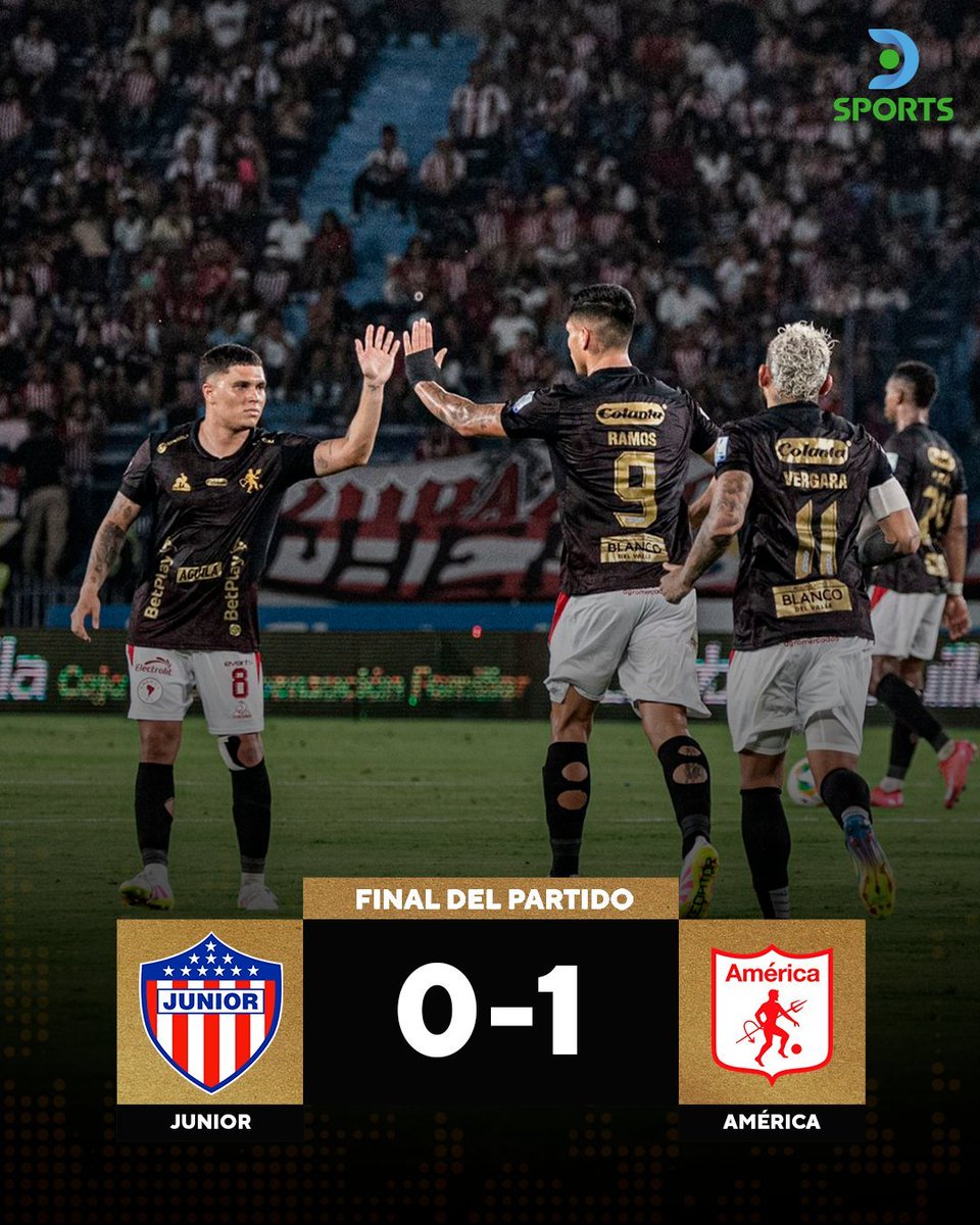 VITÓRIA DO AMÉRICA DE CALI!

⚽️ Os Red Devils venceram o Junior por 1 a 0 com um gol de Ramos, mas não foi suficiente para se classificar para a final do #ColombianoNoDSports

#DSportsBrasil 🇧🇷