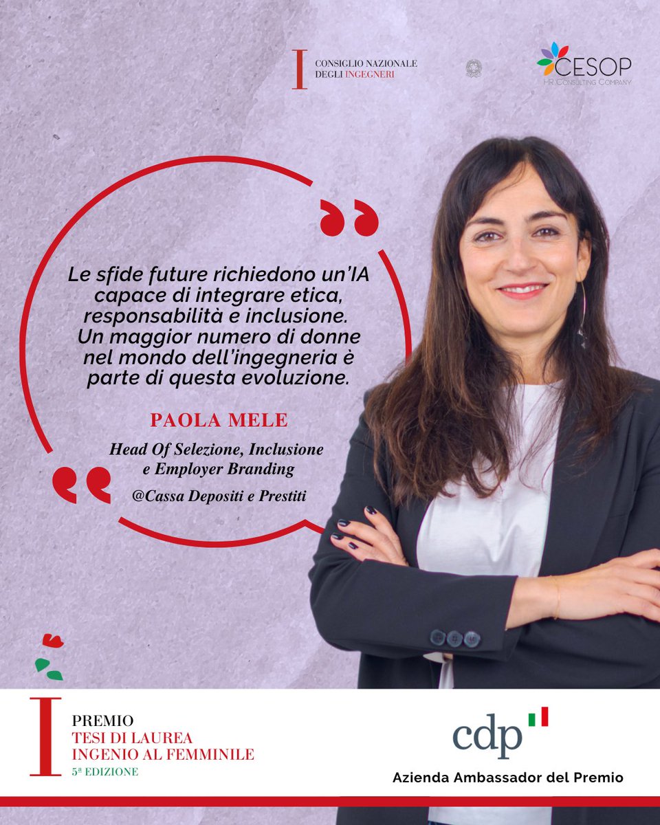 jobmeeting's tweet photo. 🦋 @GruppoCDP  rinnova il suo impegno con Ingenio al Femminile: il talento delle donne nell’ingegneria è essenziale per un’innovazione etica, inclusiva e sostenibile. 

Candidati ora: https://t.co/fzPn0LJ8gN

#ingenioalfemminile #STEM https://t.co/hvR00A5qgN