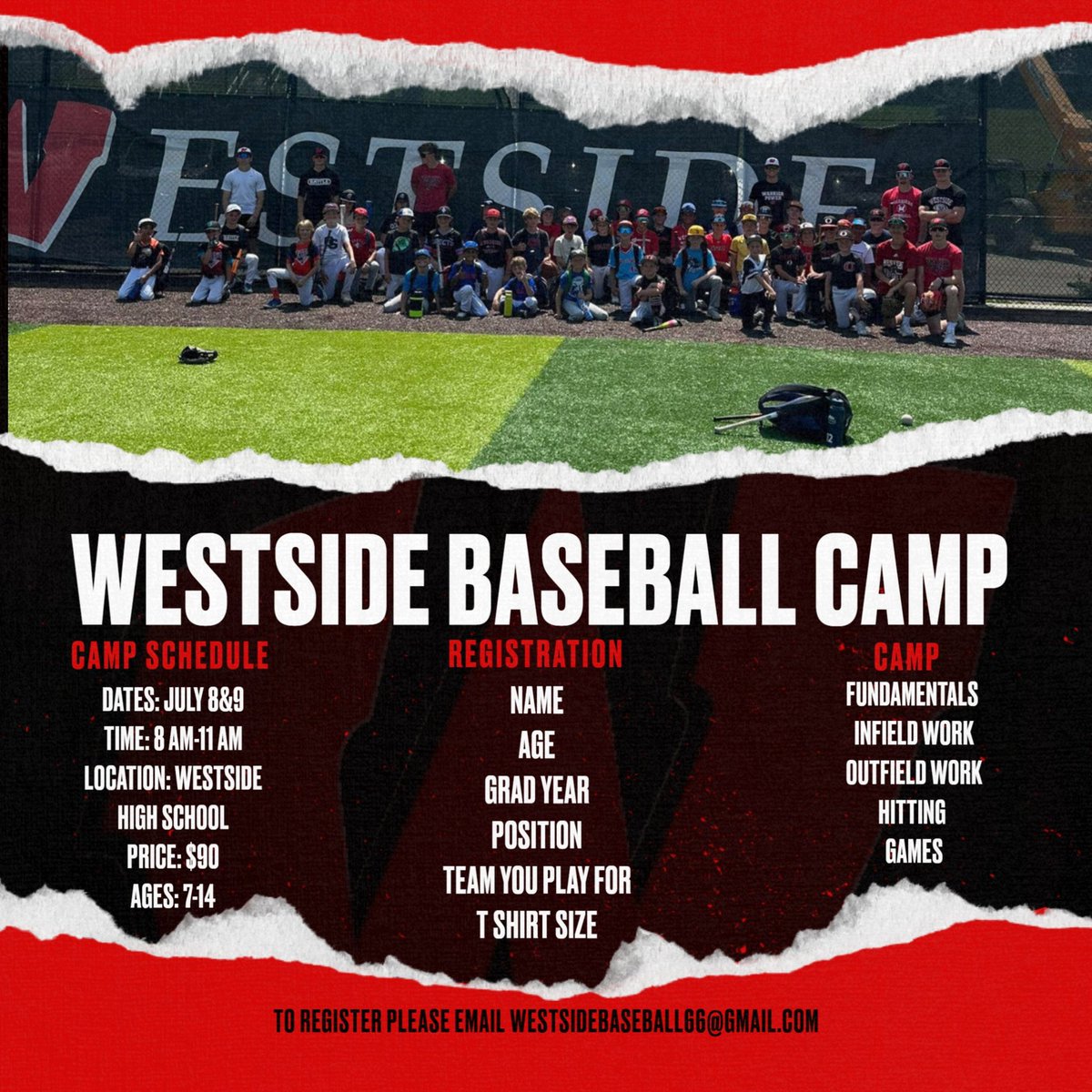 🚨 CAMP #2 🚨

July 8th &amp; 9th from 8-11 am at Westside High School!