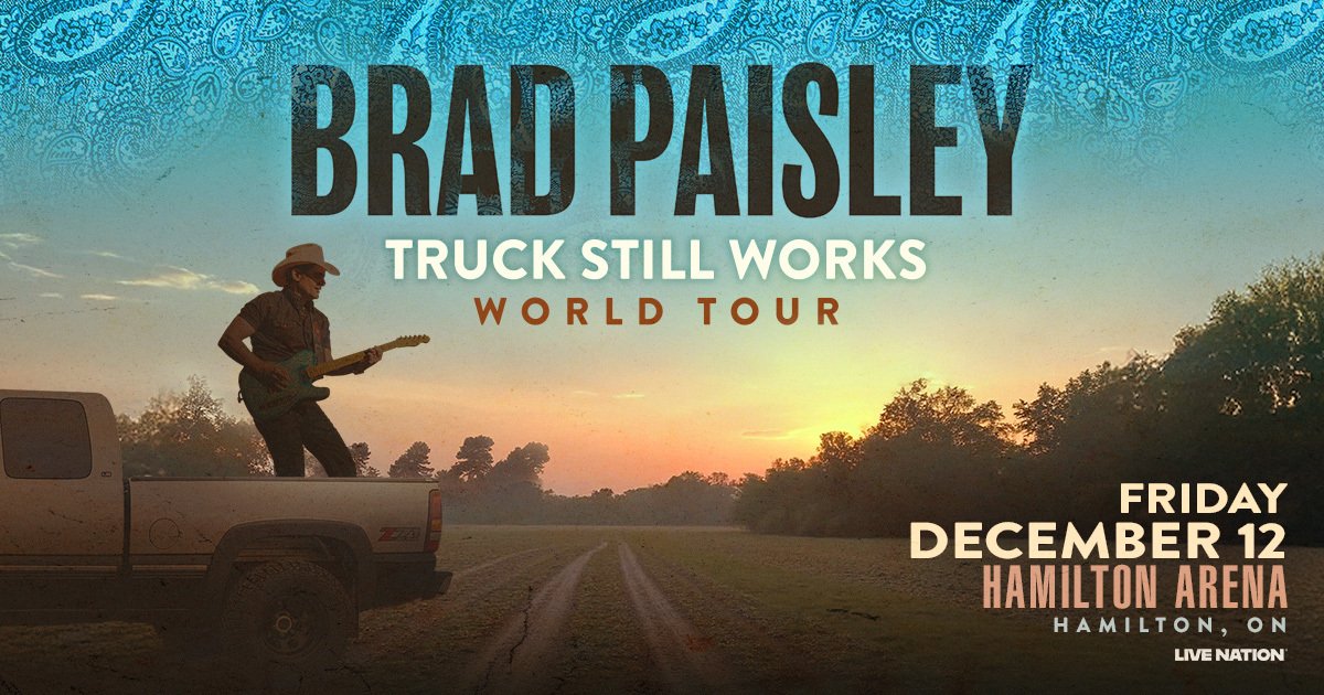 Just announced 📢 <a href="/BradPaisley/">Brad Paisley</a> on December 12th at Hamilton Arena. 

Tickets are available at ticketmaster.ca on Friday, June 6 10 am