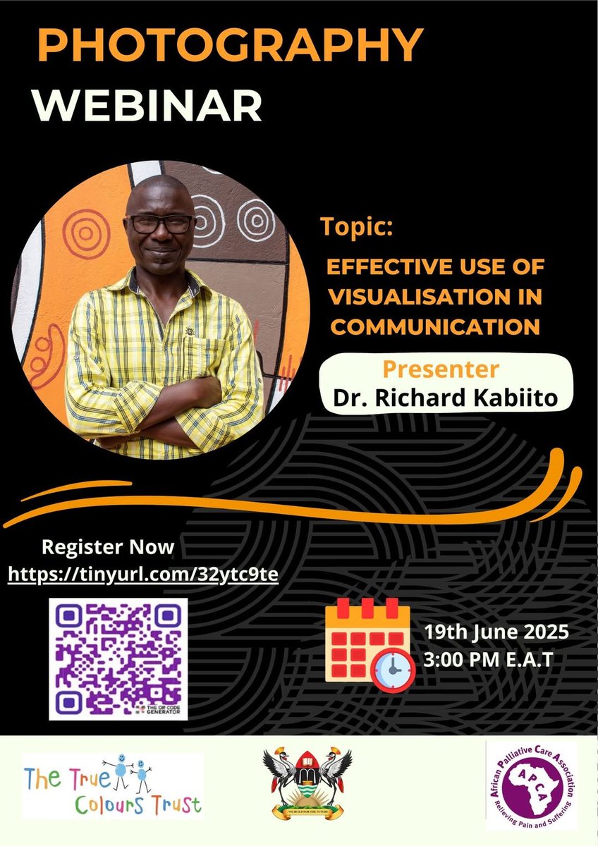 APCAssociation's tweet image. Discover the Power of Visual Storytelling!
Join this webinar on June 19, 2025, 3:00 PM EAT
Dr. Richard Kabiito on using visuals to tell compelling stories in #palliativecare & techniques can strengthen advocacy, education, and awareness.
Register now: tinyurl.com/32ytc9te