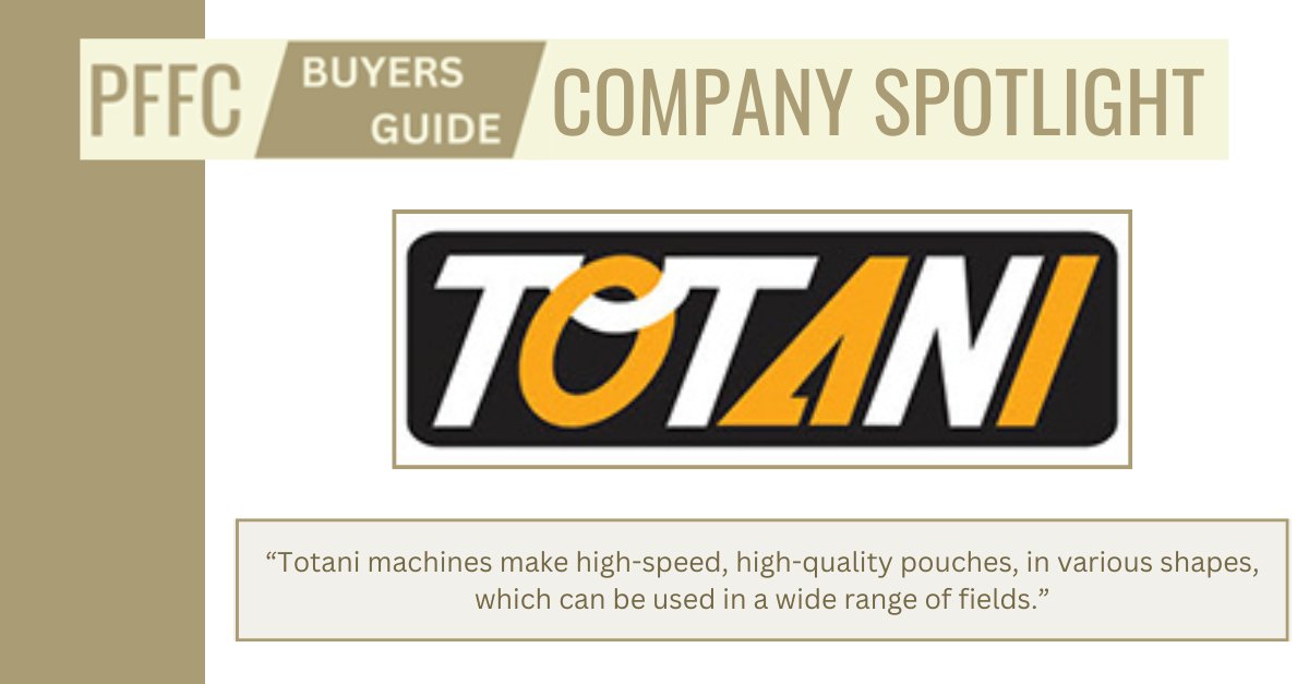 PFFC Buyers Guide Spotlight: Totani Corp
Totani has manufactured pouch and #bagmaking machinery. They are highly regarded by well-established companies, and continue to excel in leading the industry in #pouchmaking #machinery.
Full listing: conta.cc/3SnJfAK