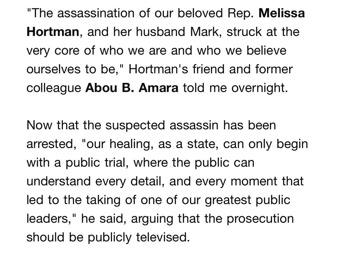 Brian Stelter (@brianstelter) on Twitter photo "Our healing, as a state, can only begin with a public trial, where the public can understand every detail, and every moment that led to the taking of one of our greatest public leaders" —<a href="/AbouAmara/">A B O U • A M A R A</a> "Our healing, as a state, can only begin with a public trial, where the public can understand every detail, and every moment that led to the taking of one of our greatest public leaders" —<a href="/AbouAmara/">A B O U • A M A R A</a>