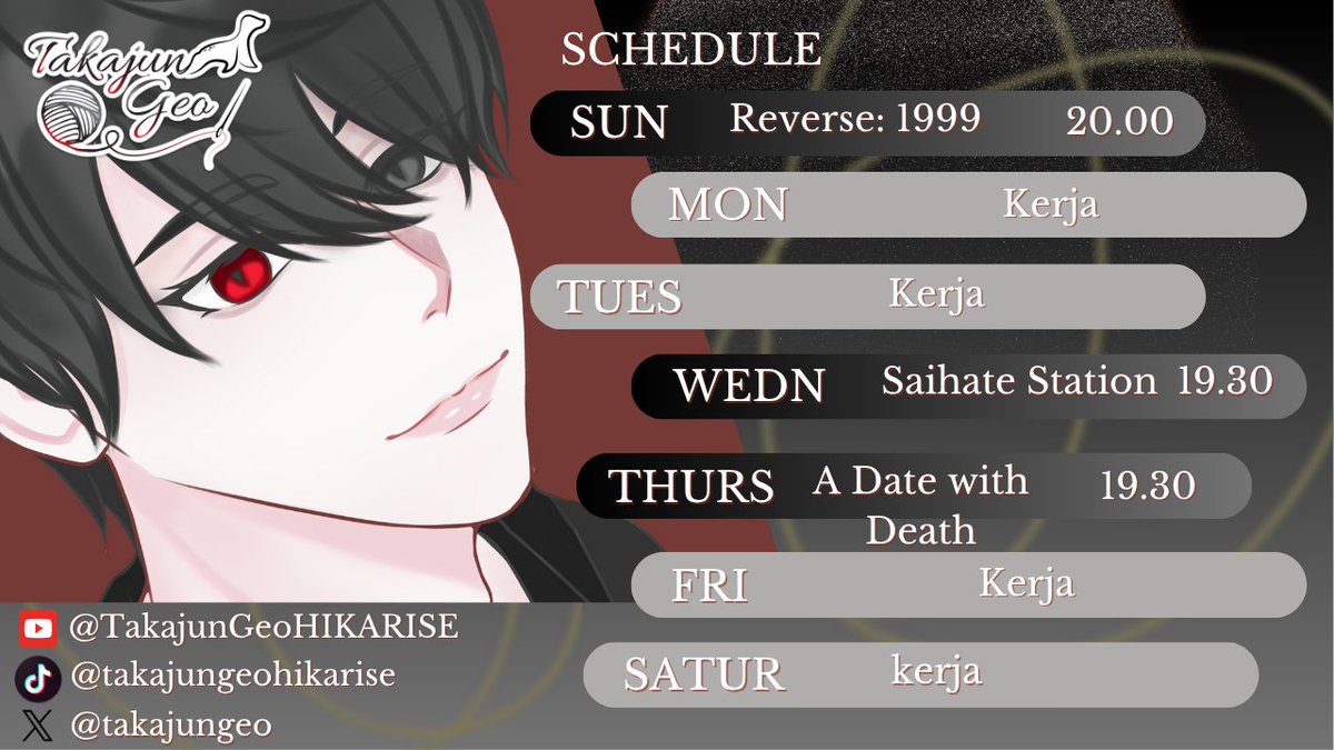 takajungeo's tweet photo. Schedule desu
Hi!! Hi!!! Schedule dayo 

General: #takajungeo
Gaming: #takajgame
Fanart: #takart
Live: #takstream https://t.co/O4COj2Ou0I