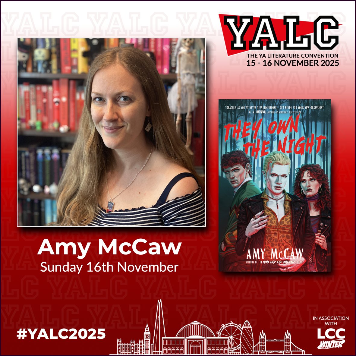 Amy McCaw <a href="/YAundermyskin/">Amy McCaw</a> will be appearing on Sunday 16th November taking part in the “Listen to them, the children of the night. What music they make!” Dracula panel

For more info and to buy your tickets click here bit.ly/YALC.

All panelists will also be taking