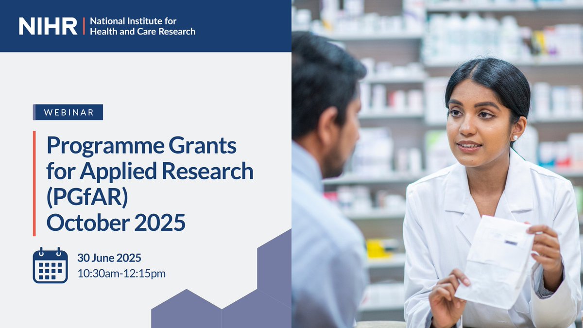 In October 2025, we are running a ring-fenced Programme Grants for Applied Research #FundingOpportunity designed to respond to - ‘Research inspired by under-represented disciplines and specialisms to drive transformational changes for patients and the public’.

Join our webinar