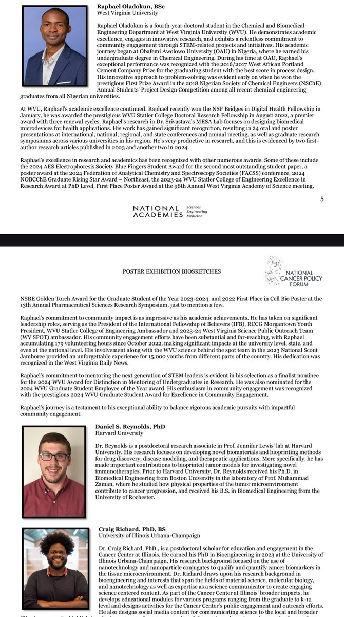 I am happy to be featured in the packet for the National Academies of Sciences, Engineering, and Medicine (NASEM) Workshop on Cancer Engineering. <a href="/NASEM_Health/">NASEM Health</a> <a href="/WVUGradEd/">WVU Grad Ed and Life</a> 
<a href="/WestVirginiaU/">WVU Mountaineers · Let’s Go!</a> 
Link: nationalacademies.org/event/43171_05…