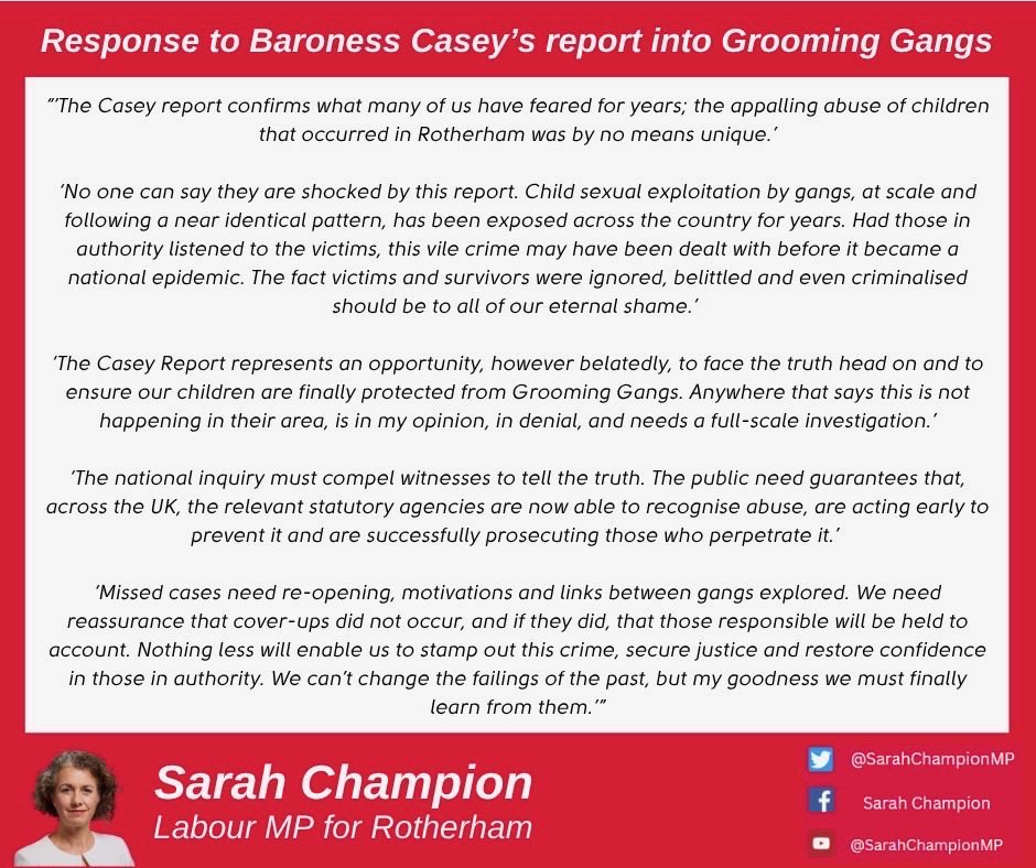 My response to the Casey report into Grooming Gangs: