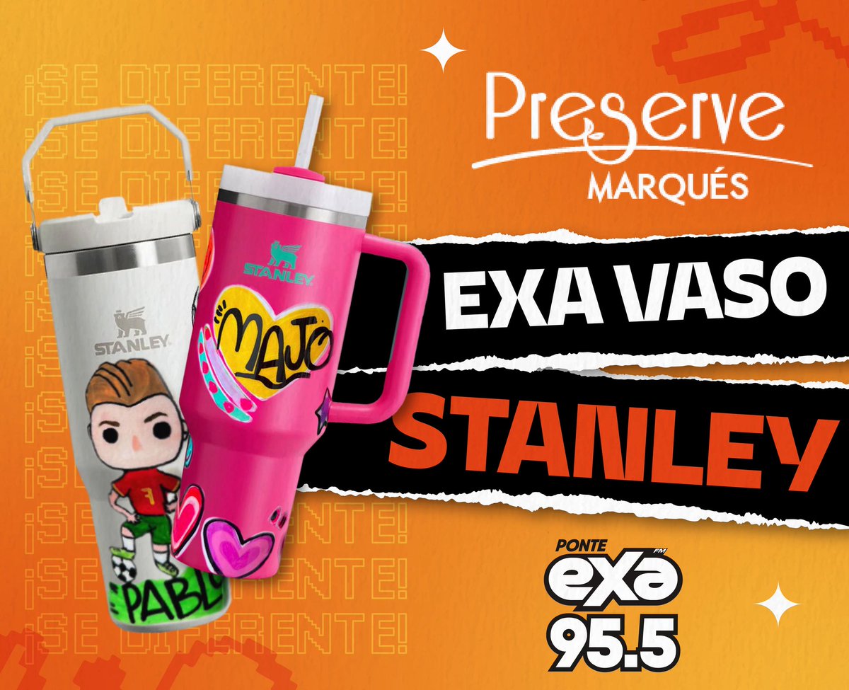 🔥Preserve Marqués y la estación naranja te traen la oportunidad de destacar donde vayas. ¡marca tu estilo con un #ExaVasoStanley personalizado que hable de ti! 💥💧

💥Para participar por 1️⃣ de los 1️⃣2️⃣ ve ahora mismo a nuestra página de #Facebook y participa.