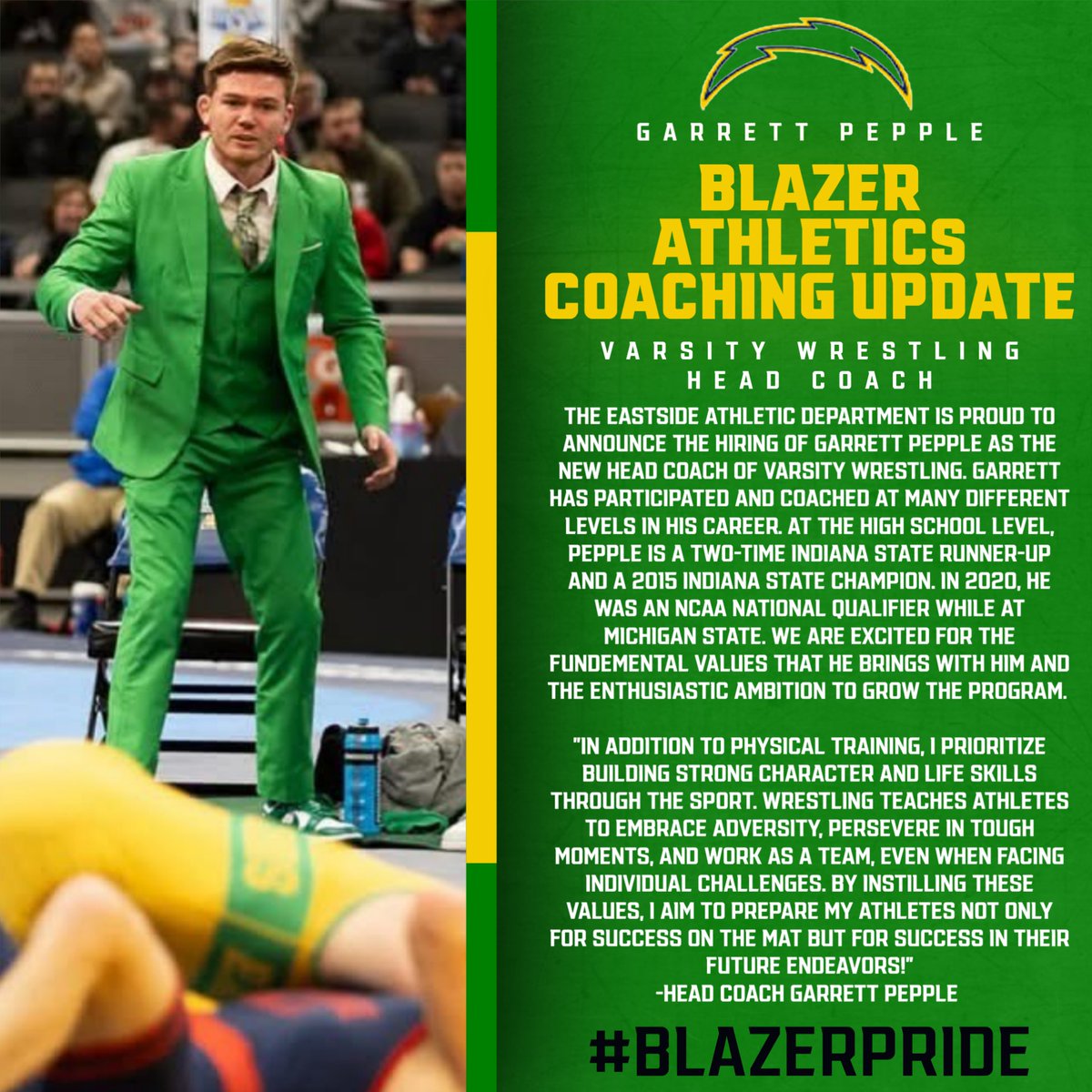 BlazersEastside's tweet image. Coaching Update:  Varsity Wrestling