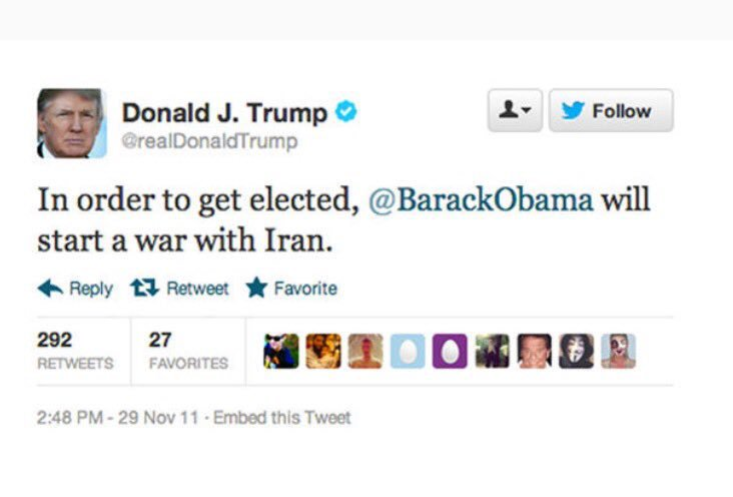 Know_More_News's tweet photo. Now deleted, Trump tweeted this in 2011... https://t.co/Jrv4iLUuuC