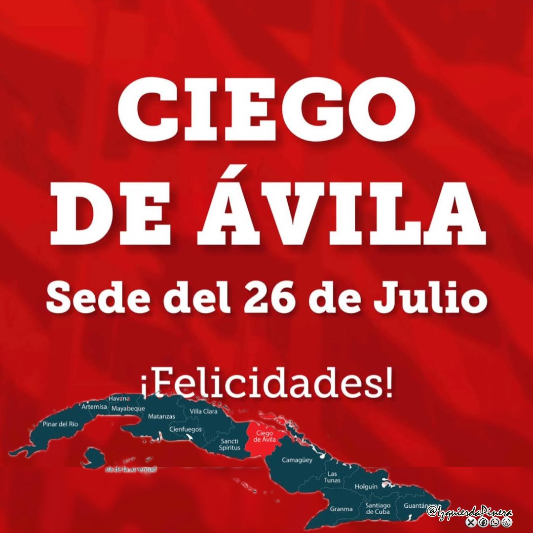 ¡Muchas felicidades! Merecido reconocimiento al esfuerzo y resistencia del pueblo avileño. #CiegoEn26 #BMCGuineaBissau <a href="/cubaengb/">Embajada de Cuba en Guinea Bissau</a> <a href="/CubacooperaGb/">CubaCoopera Guinea Bissau</a> <a href="/CManuel067/">MANUEL HERNANDEZ</a> <a href="/WongCorrales/">Luis Armando Wong Corrales</a> <a href="/LilianF33543992/">Lilian Fernández Lora</a>