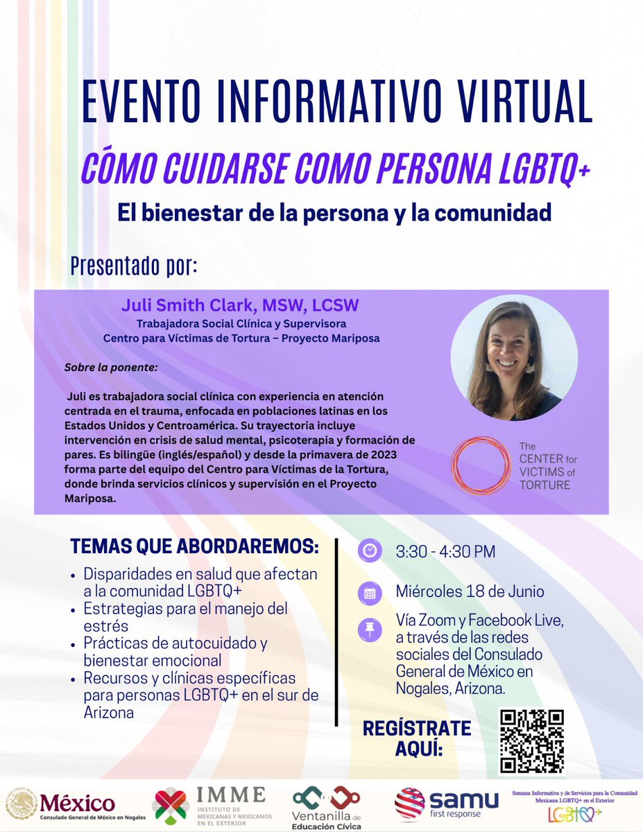Webinar: ¿Cómo cuidarse como persona LGBTQ+🌈: El bienestar de la persona y la comunidad? 

Regístrate aquí 👇🏽

forms.office.com/r/gF4qwfJAFf