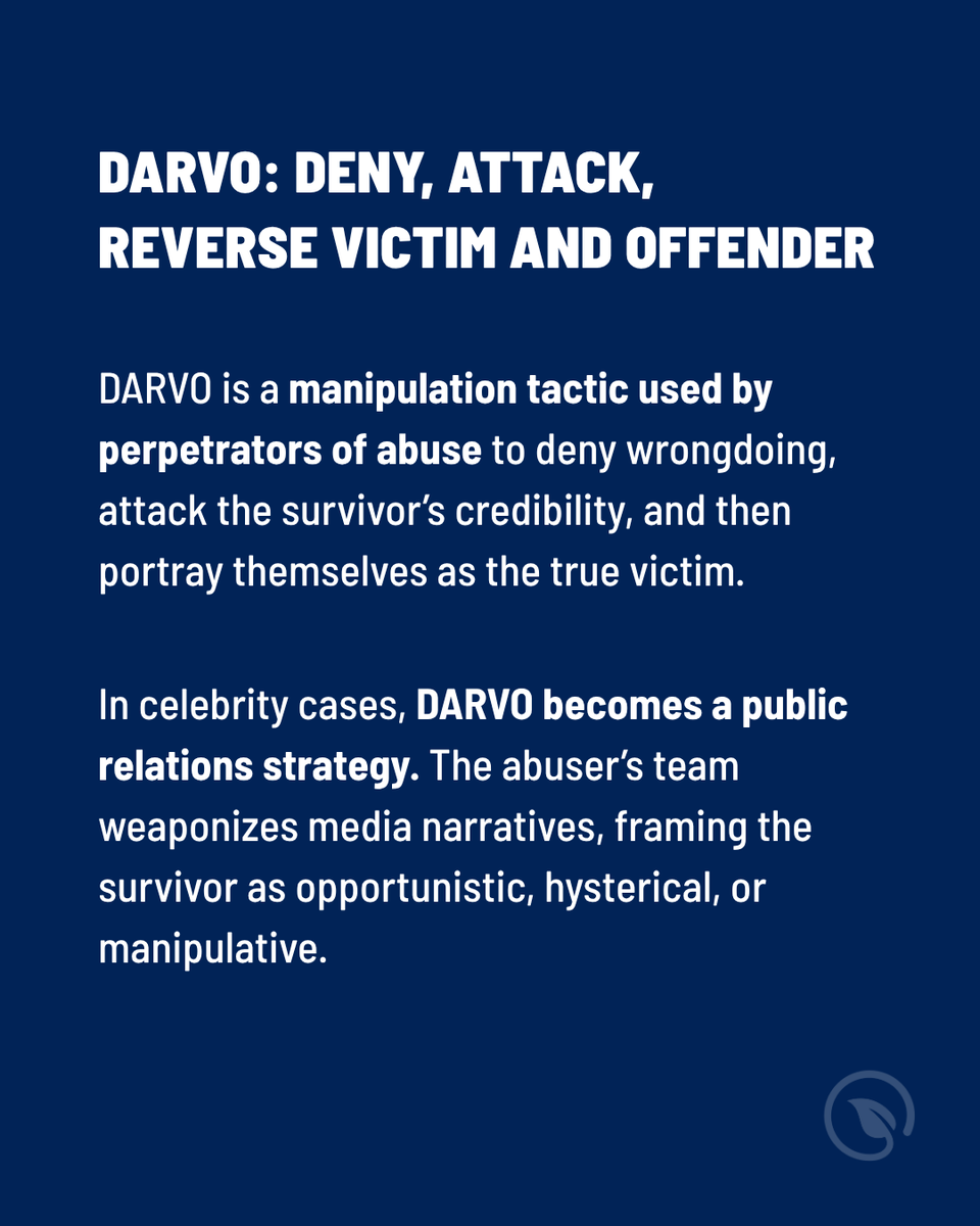 SFFNY's tweet image. What do Blake Lively, Megan Thee Stallion, and Amber Heard have in common?
When they spoke out about abuse, the internet rallied to discredit and punish them.
A response pattern known as #DARVO (Deny, Attack, Reverse Victim and Offender) and the myth of the “perfect victim”…