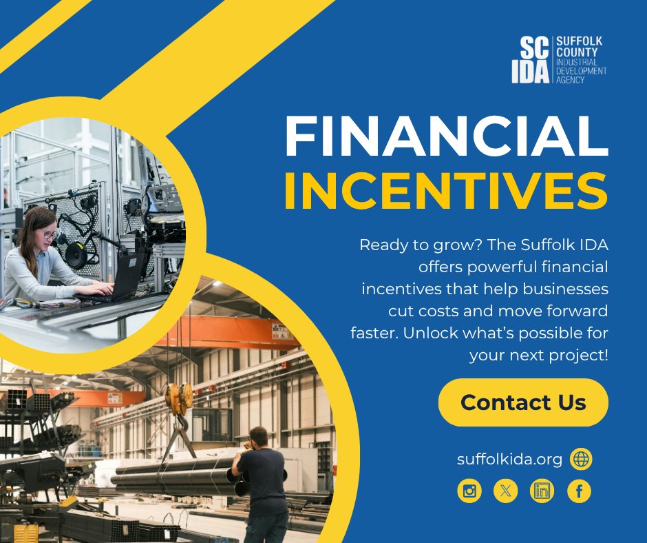 New businesses are expanding with help from the Suffolk IDA. Our financial tools cut costs and support smart growth. See how we can help move your project forward: suffolkida.org.