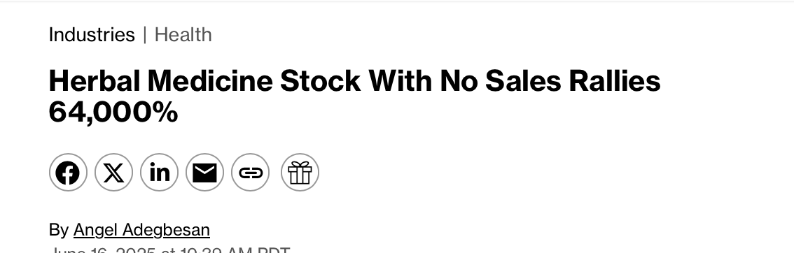 The herbal medicine company that promises to solve autism and ADHD going up 64,000% with no revenue is actually how everything feels right now