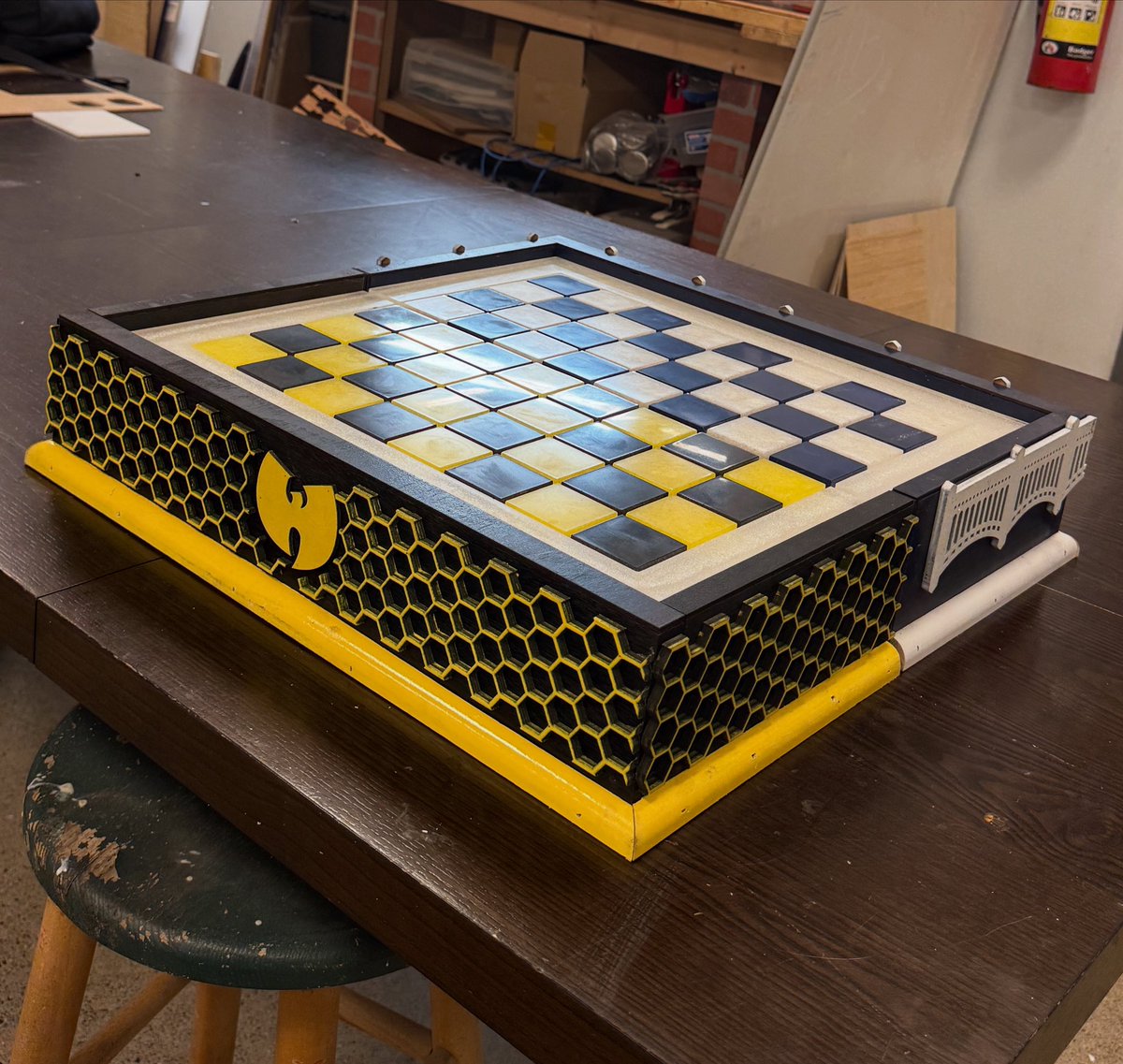 Wu Tang X Yankees foldable chessboard almost complete.