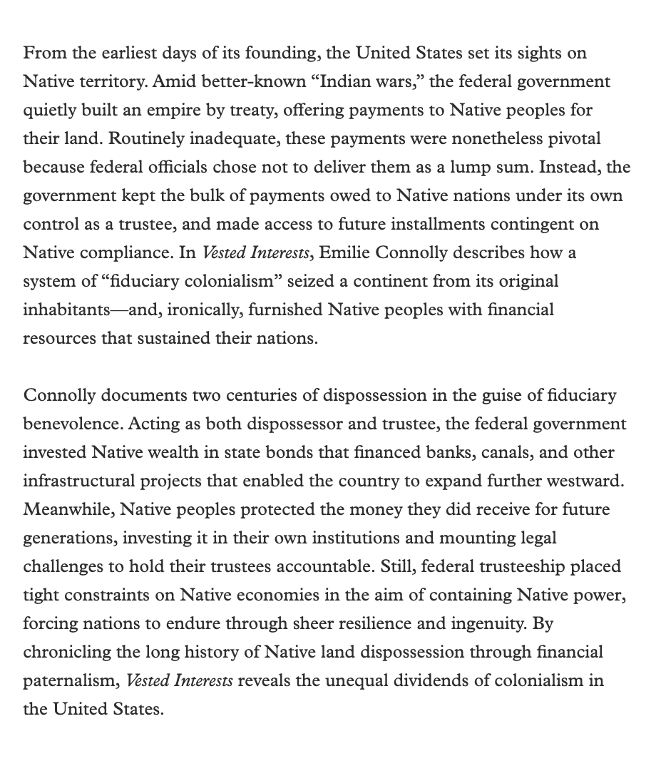 Emilie Connolly - Vested Interests

Trusteeship and Native Dispossession in the United States

À paraître en novembre aux Princeton UP