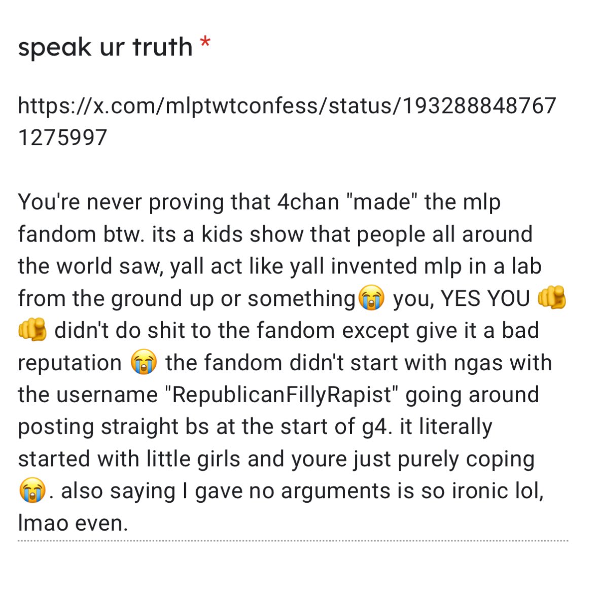 mlptwtconfess's tweet image. 