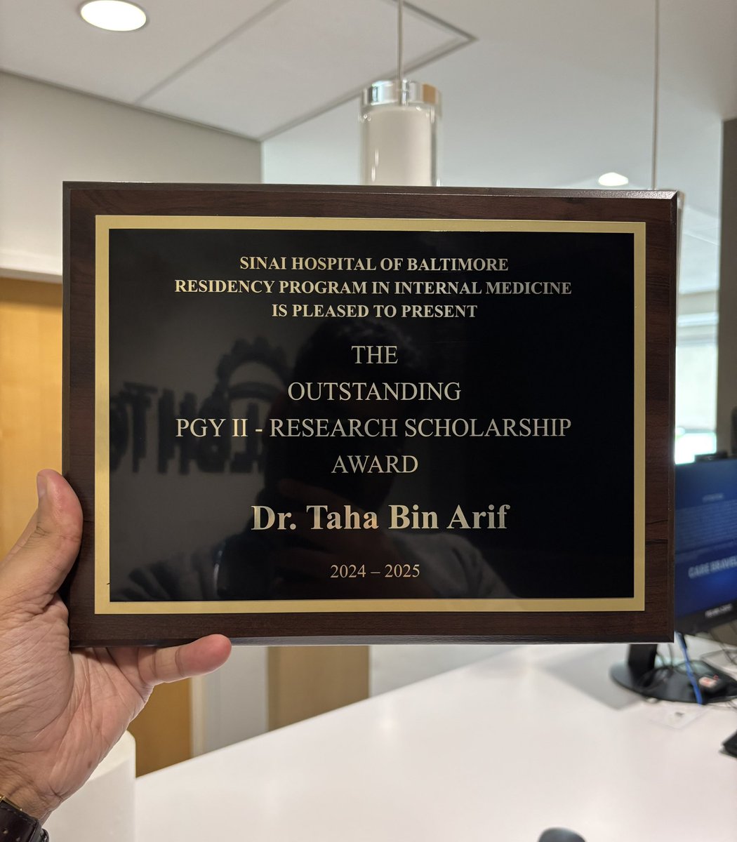 Taha Bin Arif, MD (@tahabinarifmd) on Twitter photo Extremely humbled to receive the “Outstanding Research Scholarship Award” two years in a row! Grateful for the mentors at <a href="/SinaiBmoreIMRes/">Sinai Hospital of Baltimore IM Residency</a>, collaborators, and late nights that made this possible. Onward! 🧿🎖️
<a href="/rav7ks/">Ravi Singh</a> <a href="/AshaThomas10/">Asha Thomas</a> Extremely humbled to receive the “Outstanding Research Scholarship Award” two years in a row! Grateful for the mentors at <a href="/SinaiBmoreIMRes/">Sinai Hospital of Baltimore IM Residency</a>, collaborators, and late nights that made this possible. Onward! 🧿🎖️
<a href="/rav7ks/">Ravi Singh</a> <a href="/AshaThomas10/">Asha Thomas</a>