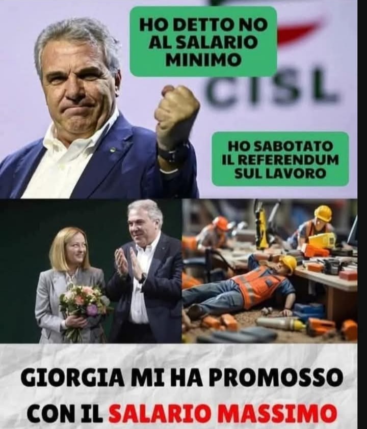 DavideR46325615's tweet photo. Giorgia Meloni nomina l'ex segretario Cisl Luigi Sbarra sottosegretario al Sud.
Questi sono gli scambi di favore che caratterizzano L'INDEGNO GOVERNO MELONI. 
                    👇 https://t.co/zzMoEJA3PS