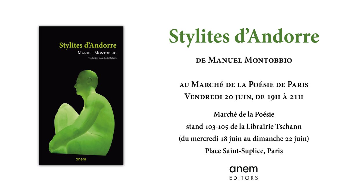 Manuel Montobbio (@manuelmontobbio) on Twitter photo Tras su presentación y lectura en el <a href="/Paris_IC/">Instituto Cervantes París</a>, #SylitesdAndorre estará presente este viernes en el Marché de la Poésie de París:
manuelmontobbio.net/actualidad/sty…
¡Seréis bienvenidos!
<a href="/anemeditors/">Anem Editors</a> <a href="/EdMilenio/">Editorial Milenio</a> <a href="/PoesiaEdMilenio/">Poesía Editorial Milenio</a> <a href="/EmbEspAndorra/">Emb. España Andorra</a> <a href="/GovernAndorra/">Govern d'Andorra</a> <a href="/FranceAndorra/">France en Andorre 🇫🇷🇪🇺</a> <a href="/ANDORRA_france/">Ambassade d'Andorre en France</a> Tras su presentación y lectura en el <a href="/Paris_IC/">Instituto Cervantes París</a>, #SylitesdAndorre estará presente este viernes en el Marché de la Poésie de París:
manuelmontobbio.net/actualidad/sty…
¡Seréis bienvenidos!
<a href="/anemeditors/">Anem Editors</a> <a href="/EdMilenio/">Editorial Milenio</a> <a href="/PoesiaEdMilenio/">Poesía Editorial Milenio</a> <a href="/EmbEspAndorra/">Emb. España Andorra</a> <a href="/GovernAndorra/">Govern d'Andorra</a> <a href="/FranceAndorra/">France en Andorre 🇫🇷🇪🇺</a> <a href="/ANDORRA_france/">Ambassade d'Andorre en France</a>