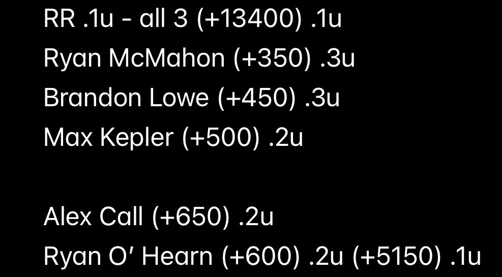 Short slate today. I’m rocking this for the early games.