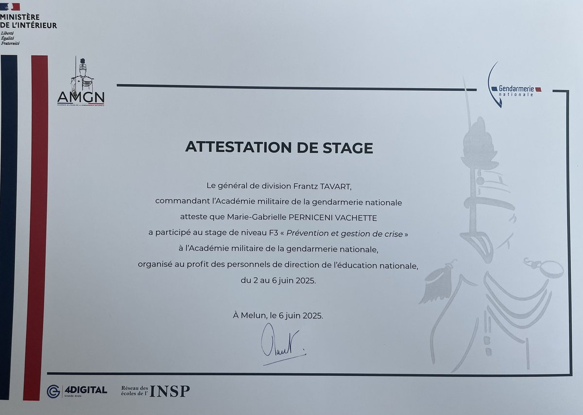 Formatrice de formateurs gestion de crise, partenariat gendarmerie-EN : apprendre pour mieux servir.