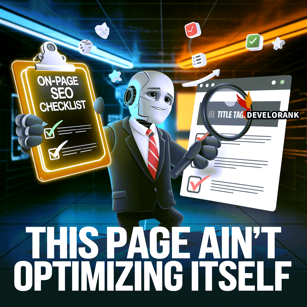 develorank's tweet image. 🤖 Your content looks great…
But did your &amp;lt;title&amp;gt; tag forget to show up to work again?⏳Run the On-Page SEO Checklist before Google 👻 your site. 
✅Checklists, code, and maybe a robot with a clipboard:
👉 develorank.com/on-page-seo-ch…
#SEOChecklist #OnPageSEO #TechnicalSEO #SEOTips