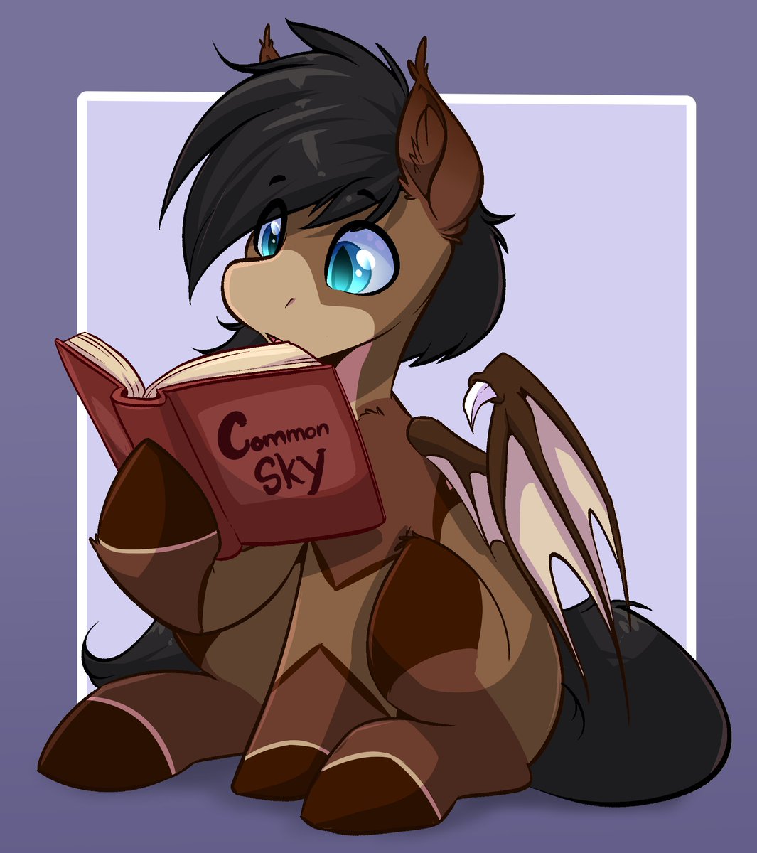 Bat pony reads their favorite book.

Comm for AlphaArts.