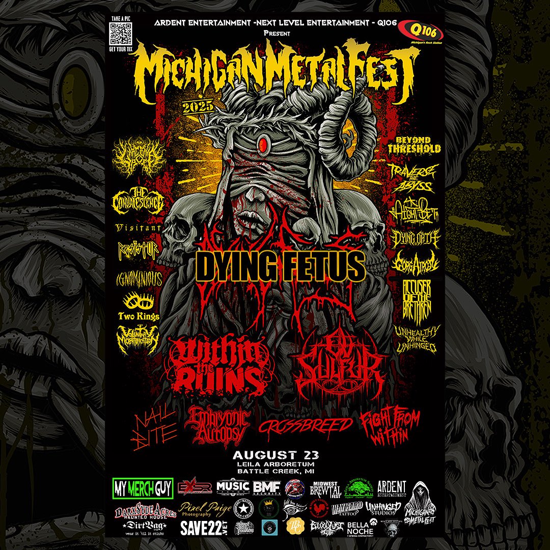 Don’t forget, Michigan Metal Fest is approaching! Catch this sick lineup w/ <a href="/DyingFetusBand/">Dying Fetus</a>, <a href="/ovsulfur/">Ov Sulfur</a> &amp; more!

🎟️🔗 in bio 🔥