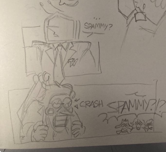 doodles mid class, heh what if he eventually recognizes him, i know it’d be HELLA different but I thought it would be cute for Tenna to call Spamton by his old (sweet) nickname… #spamtenna #spamton #tenna #DELTARUNE #MrTenna #DeltaruneChapter3