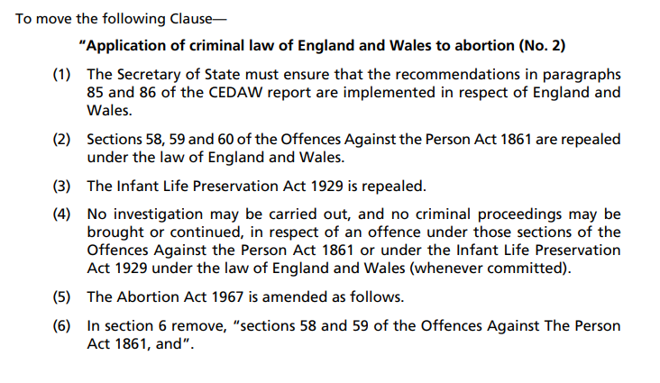 So what is happening tomorrow? These ghouls from the Labour Party have put forward an amendment specifically to repeal the Infant Life Preservation Act - an Act which does nothing except to prohibit the killing of viable babies just before and during birth.

This is unspeakably
