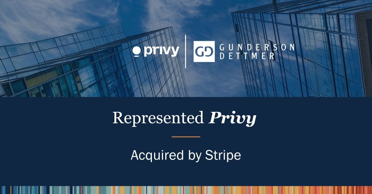 Congratulations to long-time client <a href="/privy_io/">Privy</a> on its acquisition by Stripe, marking a  step forward in making digital ownership and value transfer seamless for users and developers. 
bit.ly/3SU5Yn2
#GundersonAcquisitions #DigitalWallet #Finance