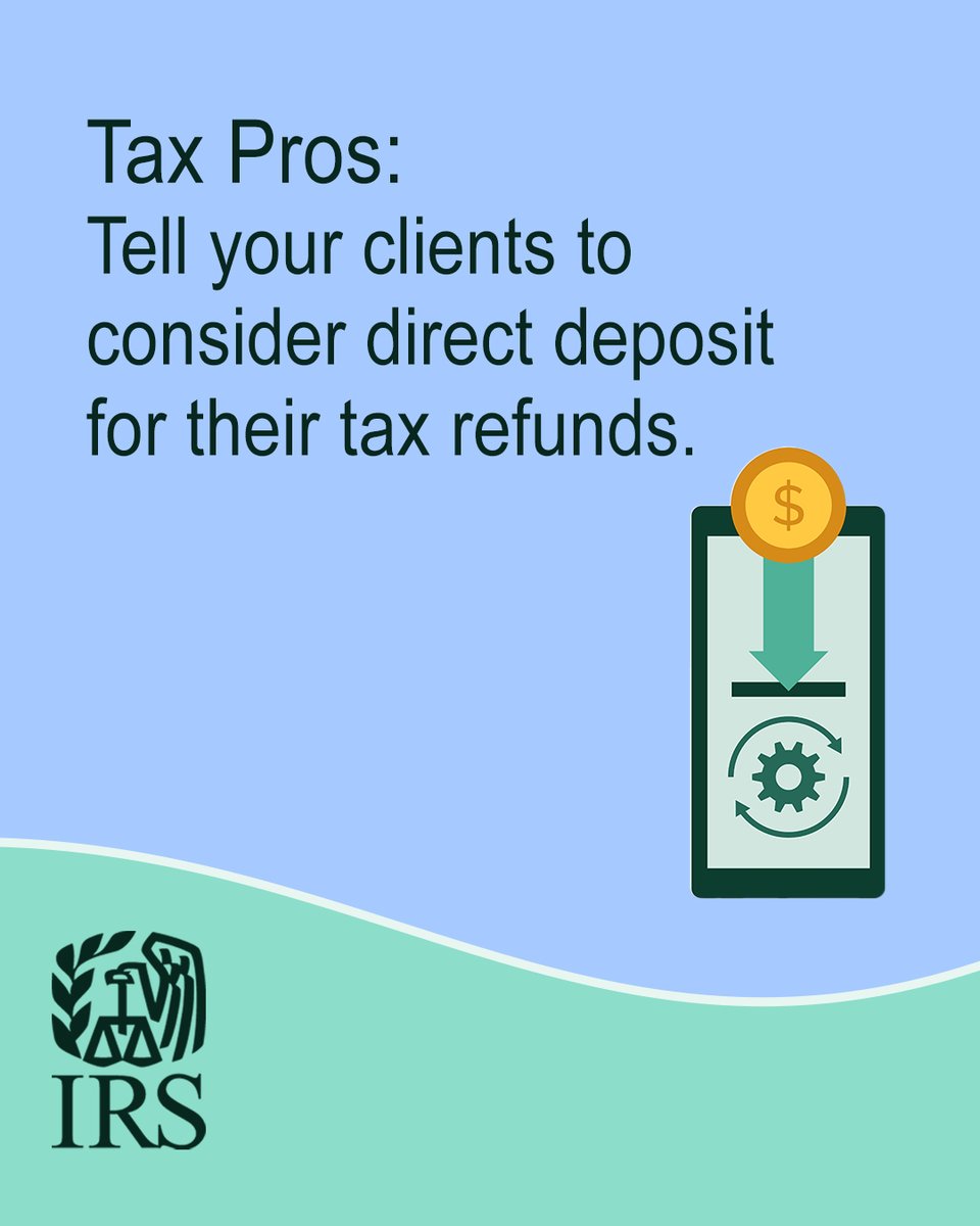 DYK: Taxpayers can split a refund into several financial accounts when using direct deposit? This includes checking, savings, health savings and certain retirement accounts. ow.ly/4rzM50VZmly #IRS