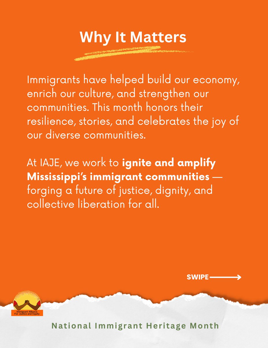 Immigrant Heritage Month is here, and we’re honoring the organizers, advocates, leaders, and community voices who fight for equity, justice, and opportunity!

#OurStoriesOurStrength #ImmigrantHeritageMonth #CelebrateImmigrants