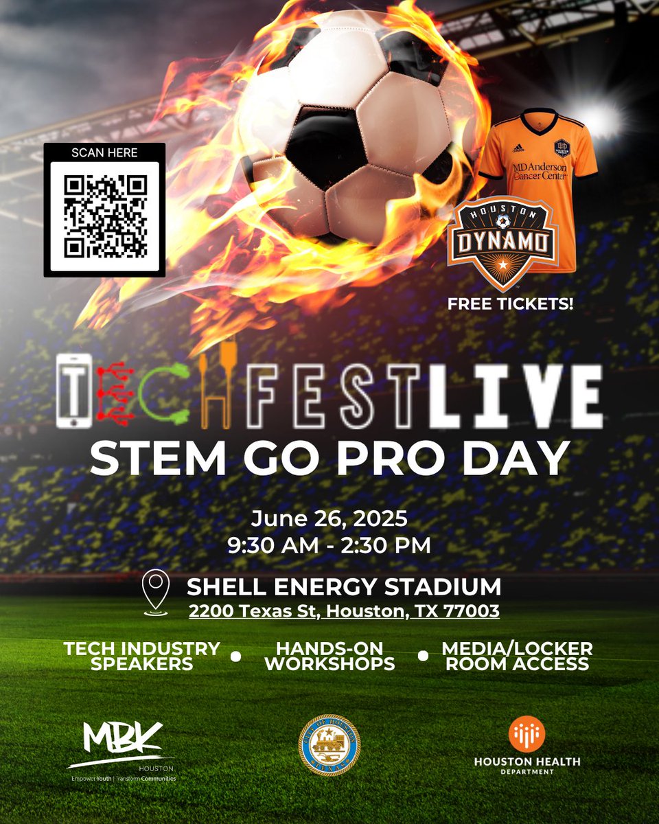 🚨Calling all future MVPs of STEM!

Join us for STEM Go Pro Day on June 26 at Shell Energy Stadium.

Go behind the scenes with hands-on tech, industry pros &amp; the full Player for a Day experience.

Plus, score a free ticket to the Houston Dynamo game!