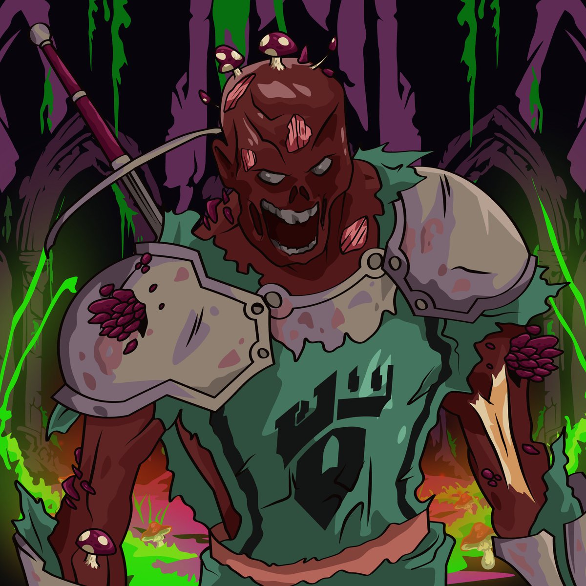TavernStudios's tweet photo. 🍄 Boletus Knight, Swordsman ⚔️
The Rotting Depths - Enemy Showcase

These knights were once loyal servants of the Blacktower kingdom, seeking to eradicate the unholy creatures of the Dungeon — a mission that proved fatal. Their remains were overtaken by the Mycelium, granting them a new, false life.

This knight wears the rusted remnants of once-shining metal armor, a surcoat in green and black, and brandishes a Zweihänder.
