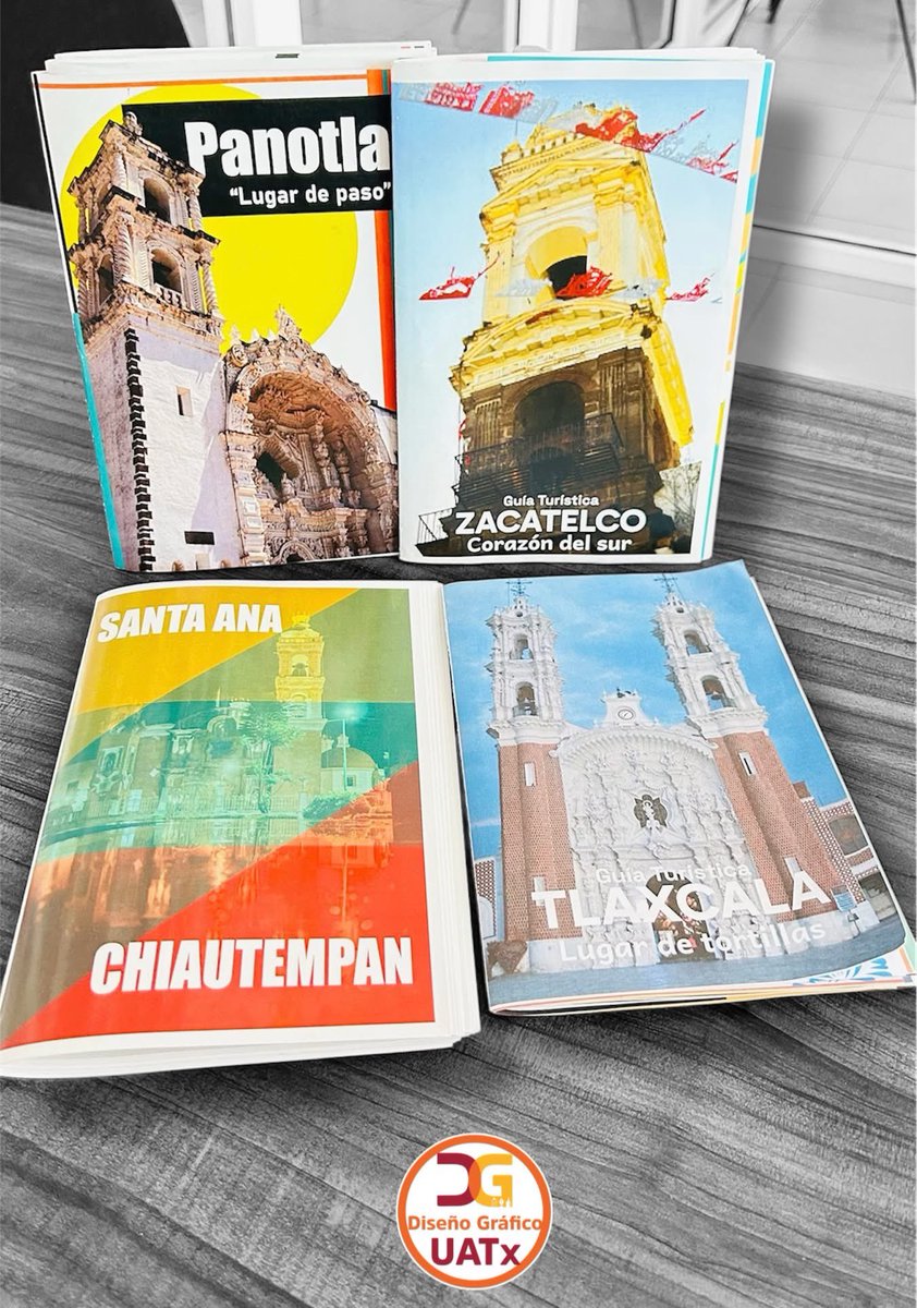 Estudiantes de la Licenciatura en Diseño Gráfico UATx presentaron guías turísticas de lugares emblemáticos de los municipios de Tlaxcala, incluyendo Huamantla, Contla, Apizaco, Zacatelco, Santa Cruz, Tlaxcala, San Juan Totolac, Tizatlán, Santa Ana Chiautempan y Panotla.