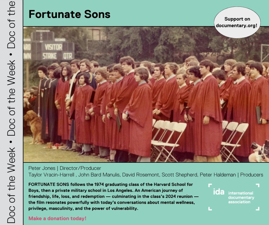 International Documentary Association (IDA) (@idaorg) on Twitter photo This week's #DocOfTheWeek is 'Fortunate Sons' by director/producer Peter Jones. The film will have its World Premiere at the LA <a href="/danceswithfilms/">Dances With Films</a> Festival this Saturday, June 21, 2025.
Learn more about the project and show support at documentary.org/project/fortun… This week's #DocOfTheWeek is 'Fortunate Sons' by director/producer Peter Jones. The film will have its World Premiere at the LA <a href="/danceswithfilms/">Dances With Films</a> Festival this Saturday, June 21, 2025.
Learn more about the project and show support at documentary.org/project/fortun…