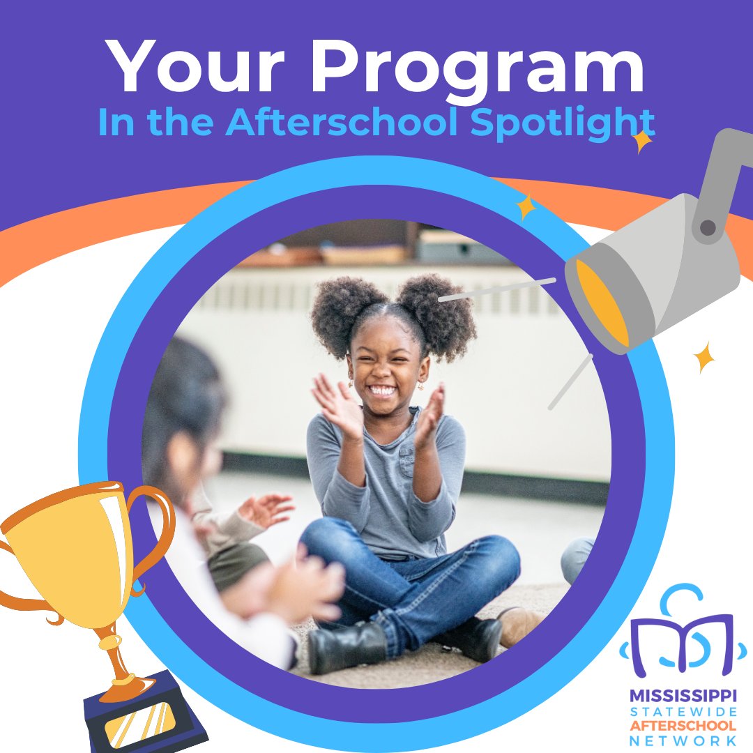 MSAfterschool's tweet image. Your Program's Time to Shine! ✨
MSAN is seeking afterschool & OST programs for our Program Spotlight! Get featured on our website, social media & newsletters.
Quick form to apply! 🔗 msafterschool.org/shine-a-light-…
#ProgramSpotlight #Afterschool #OST #Mississippi #MSAN #YouthPrograms