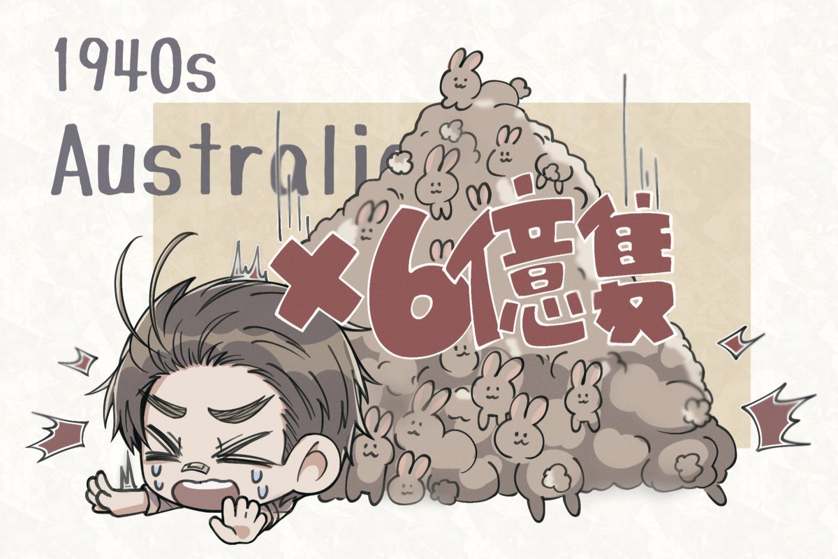 【13隻兔子造成的世紀災難！】
實際上，澳洲的野兔主要為穴兔(European rabbit)這一「外來種」兔
1859年，一名叫做Thomas Austin的人為了在澳洲也能獵兔，在自己的莊園放生了13隻從英國來的兔子——於是災難開始了。自那天起，兔子們從雪梨跋山涉水，至1940年代末時，澳洲的兔子數量一度來到6億隻之多