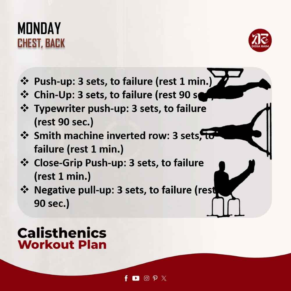 DOXARAIM's tweet image. CALISTHENICS WORKOUT ROUTINE | MONDAY | CHEST &amp;amp; BACK | BUILD TOTAL-BODY STRENGTH

THE BODY IS A TEMPLE OF THE HOLY SPIRIT

#CALISTHENICSWORKOUT
#WEEKLYROUTINE
#BendArmStand
#MuscleUps
#StraddlePlanche
#HumanFlag
#FrontLever
#DOXARAIM
#PUTONCHRIST
#PUTONGLORY