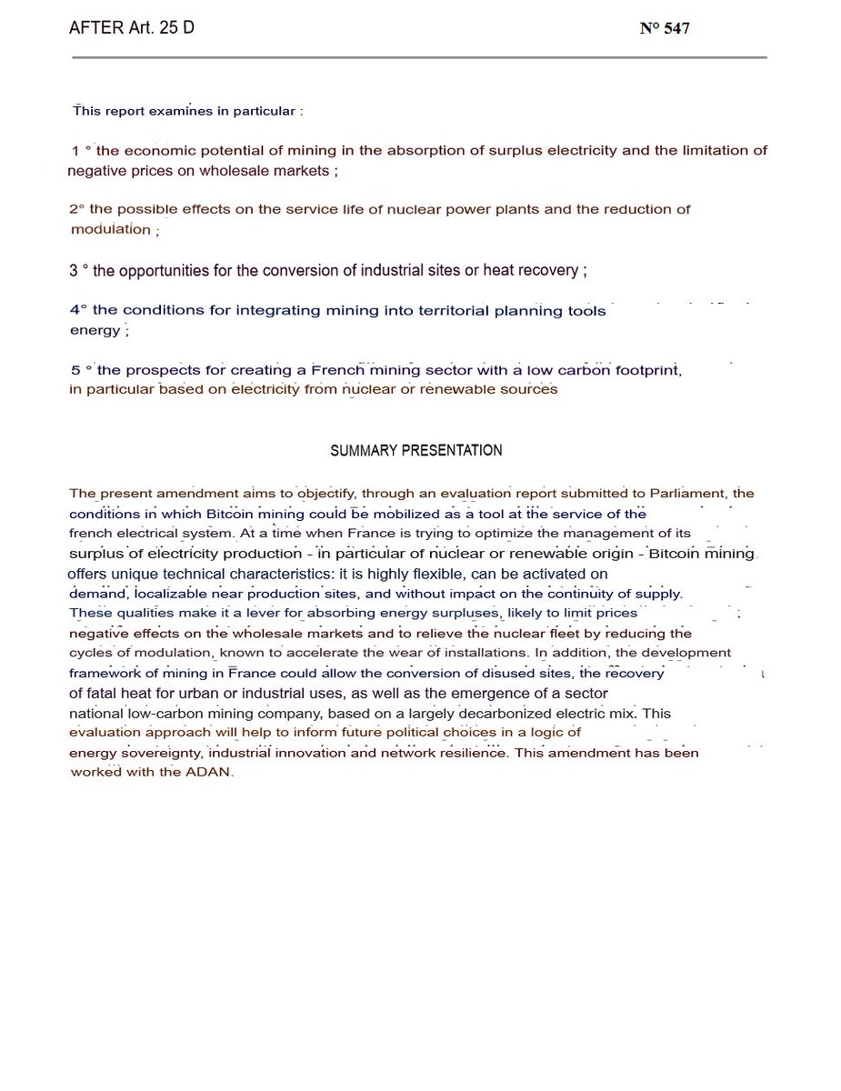 NEW: 🇫🇷 France proposes amendment to integrate Bitcoin mining with France's energy system, using surplus nuclear power.  ⚡️

BULLISH