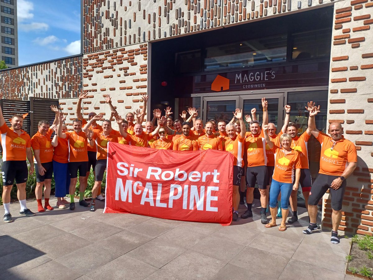 WeAreMcAlpine's tweet photo. They made it! 🤩

After 5 gruelling days in the saddle &amp; 500 miles in the legs, our @WeAreMcAlpine cyclists made it to sunny Groningen today, completing their #TourdeNetherlands 🙌

Can you help them reach their fundraising target for @MaggiesCentres?👉 https://t.co/BKAHmlwZ0G https://t.co/Ryu7k4NgO5