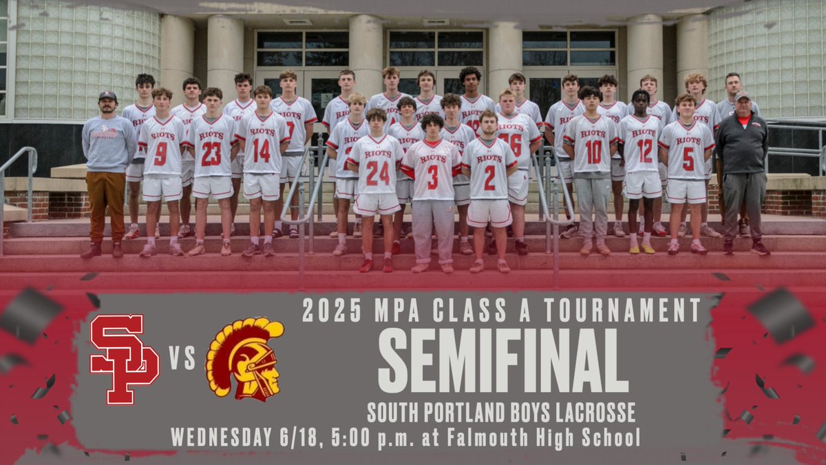SPREDRIOTS's tweet image. BOYS LACROSSE SEMIFINAL - WEDNESDAY, JUNE 18TH, 5:00 P.M. AT FALMOUTH HIGH SCHOOL. #RIOTPRIDE