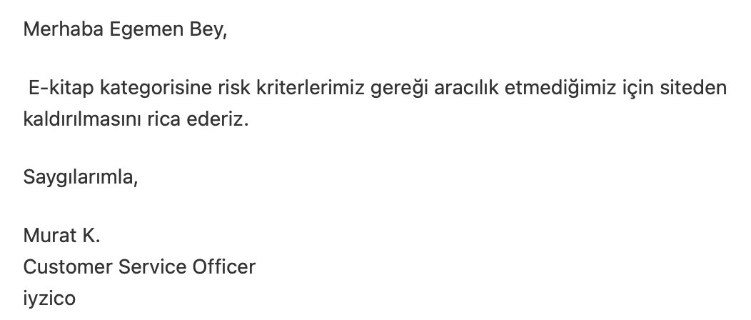 Yapay zeka yakında dünyayı ele geçirecek. Online pdf satışını web sitemden kaldırmazsam iyzico ile e-pos entegrasyonu yapamıyorum shopier'de. 👀

Lütfen şaka yapıyoruz deyin <a href="/iyzico/">iyzico</a> . PayTR'nin risk görmeyip de online pdf dökümanlarının satışında sizin risk gördüğünüz nedir?