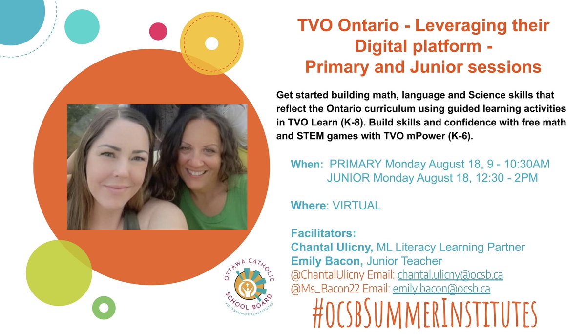 Chantal Ulicny, OCT (@chantalulicny) on Twitter photo Hello <a href="/OttCatholicSB/">Ottawa Catholic School Board</a> colleagues! Join <a href="/Ms_Bacon22/">Ms.Bacon</a> and me for an informative summer institute session on leveraging TVO Ontario in your classrooms to support your curriculum teaching! <a href="/StMonicaOCSB/">St. Monica School</a> <a href="/HolyFamilyOCSB/">Holy Family School</a> #ocsbsummerinstitutes Hello <a href="/OttCatholicSB/">Ottawa Catholic School Board</a> colleagues! Join <a href="/Ms_Bacon22/">Ms.Bacon</a> and me for an informative summer institute session on leveraging TVO Ontario in your classrooms to support your curriculum teaching! <a href="/StMonicaOCSB/">St. Monica School</a> <a href="/HolyFamilyOCSB/">Holy Family School</a> #ocsbsummerinstitutes