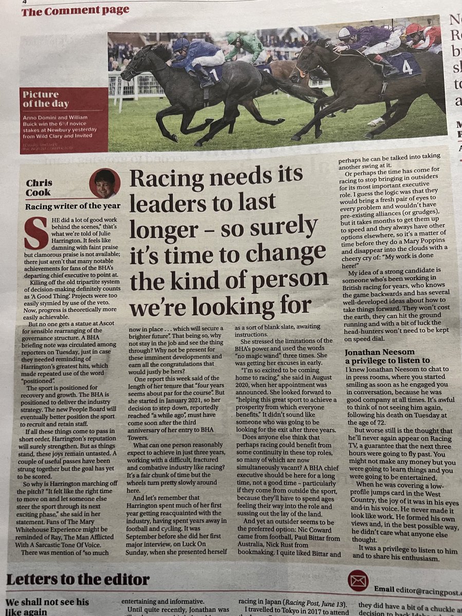Article Racing Post 15/6/24. Resonates in Oz